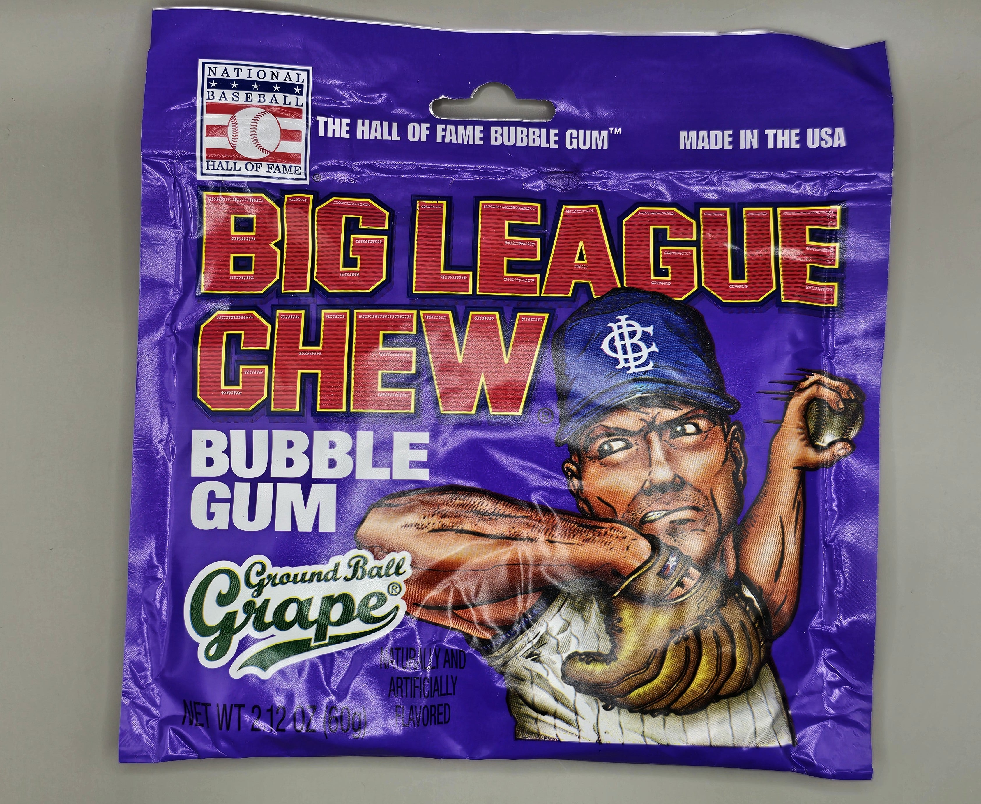 Ground ball grape big league chew.