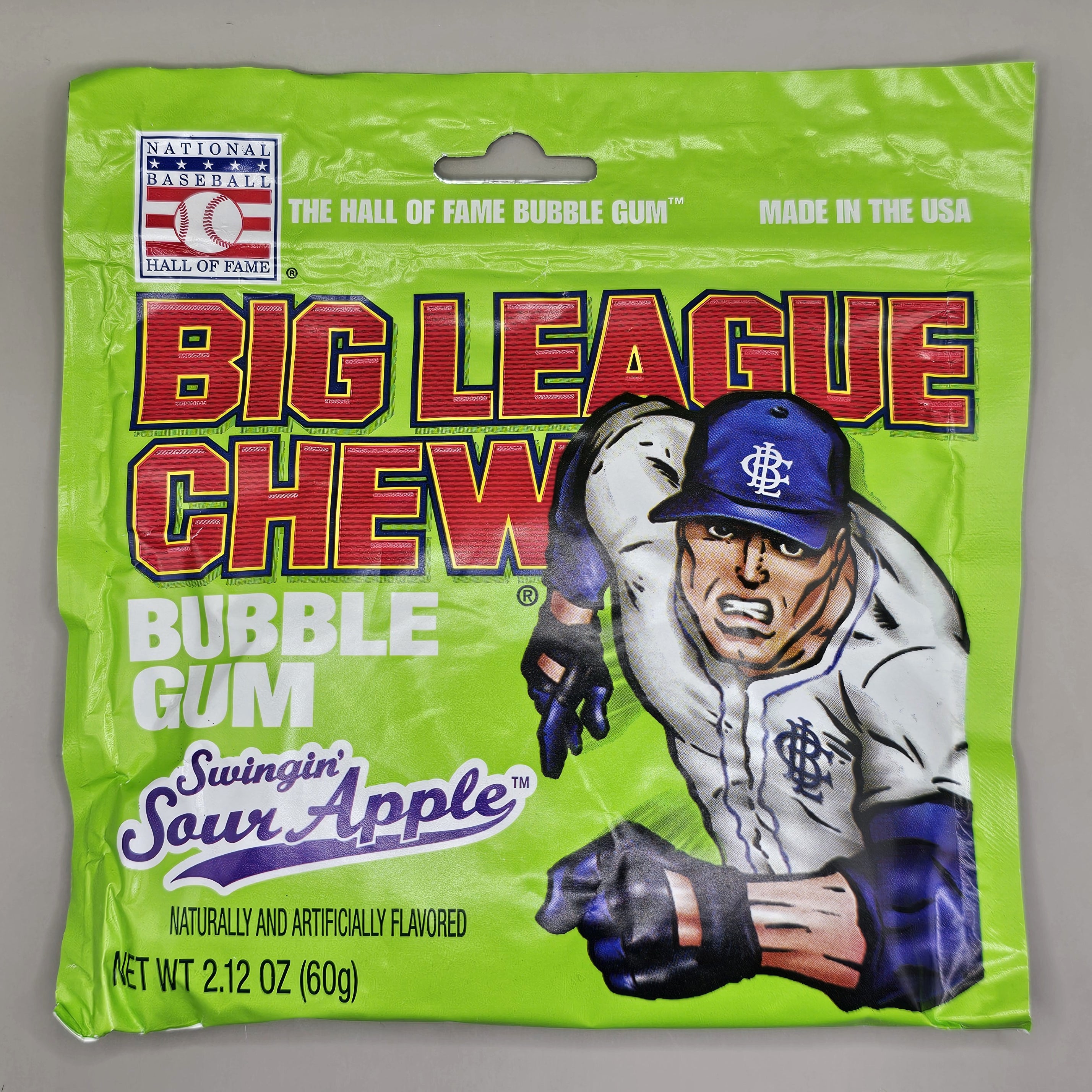 Swingin' sour apple big league chew.