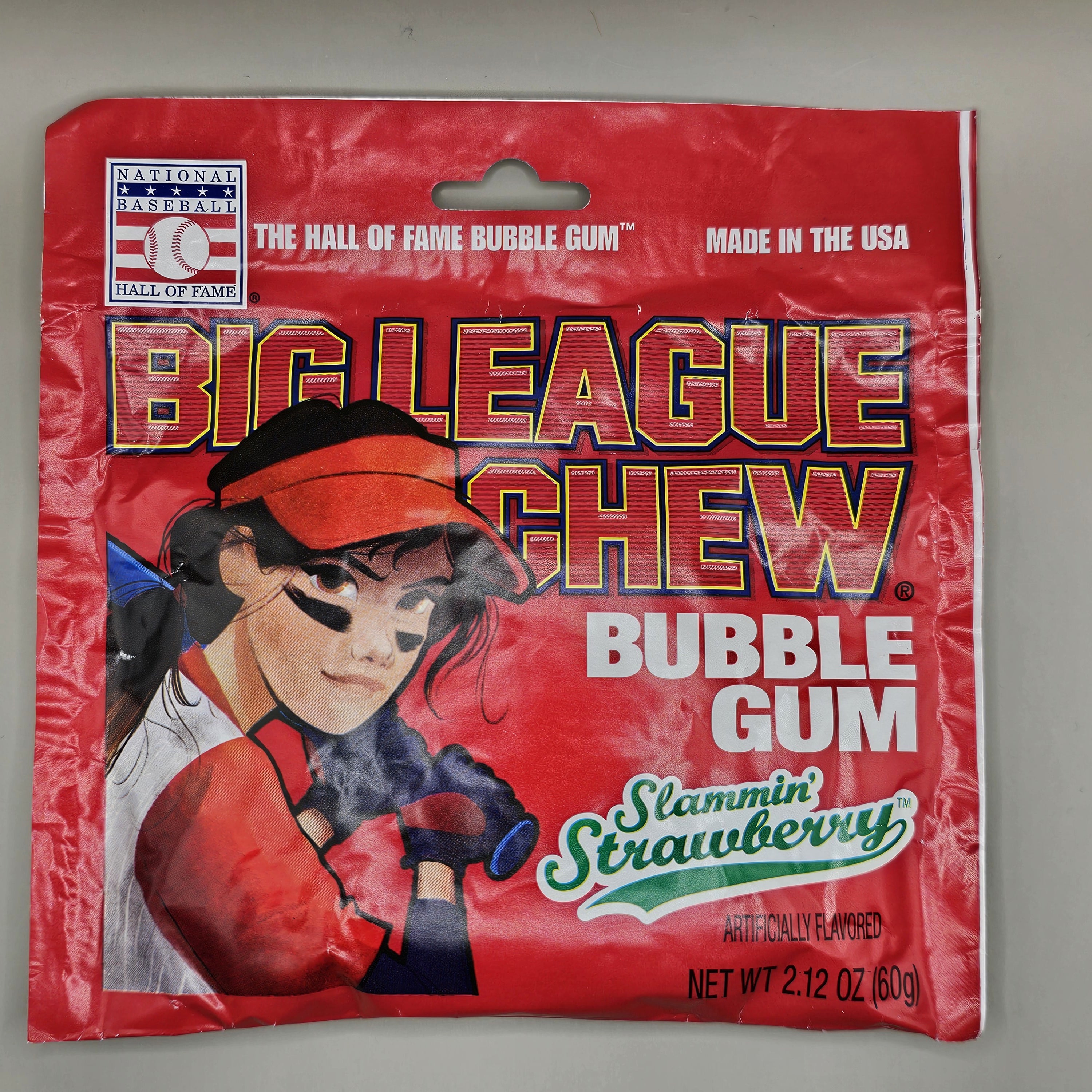 Slammin' strawberry big league chew.