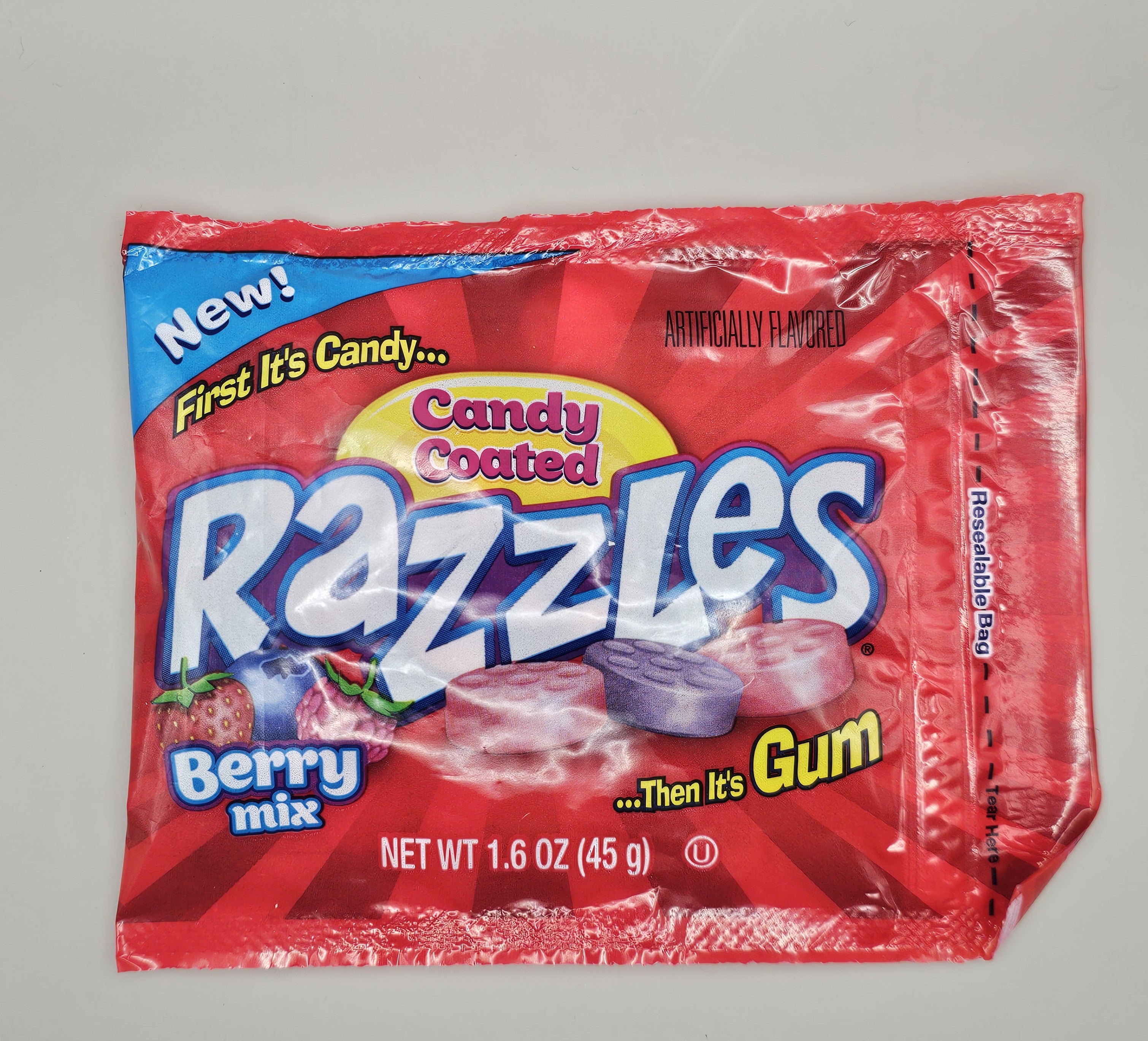 Candy coated razzles.