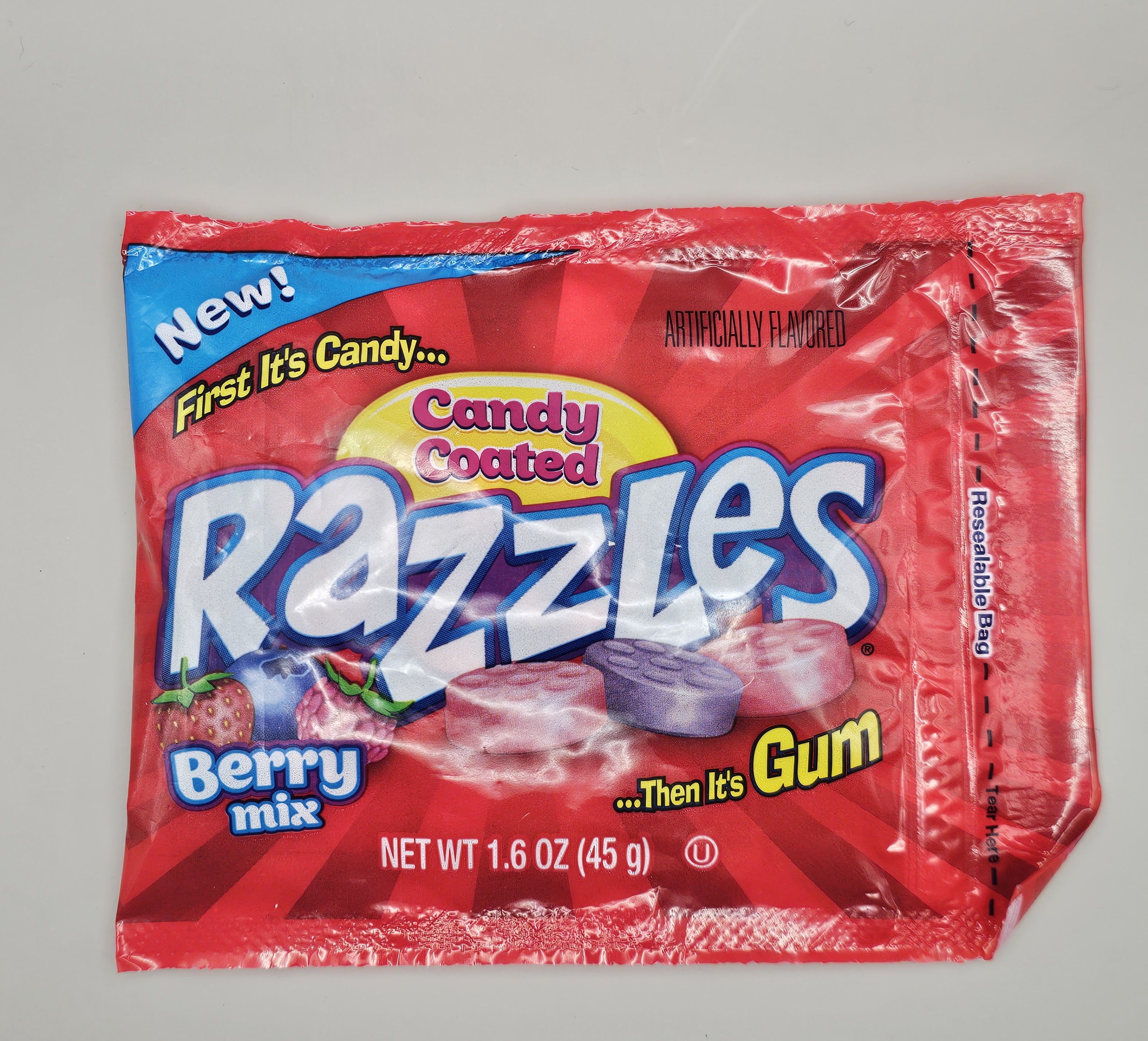 Candy coated razzles.
